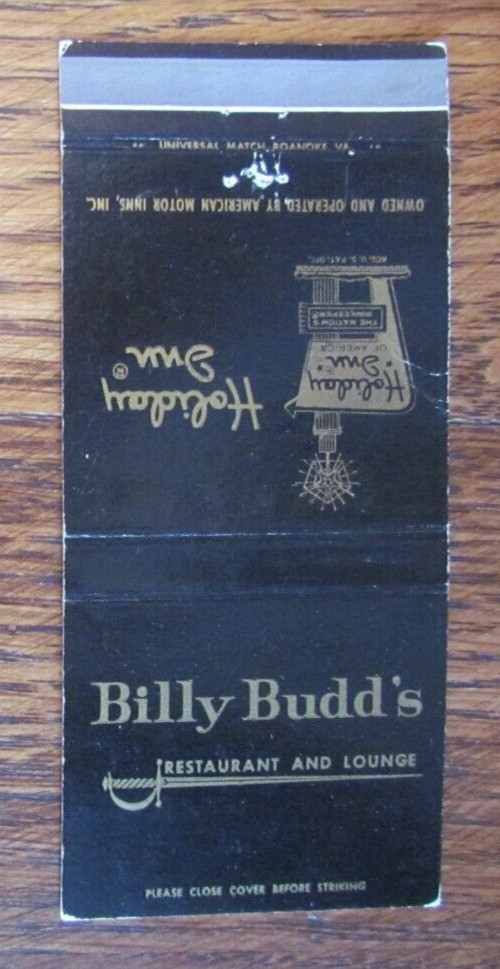 FICTIONAL CHARACTER MATCHBOOK COVER: BILLY BUDD’S HOLIDAY INN MATCHCOVER -B4