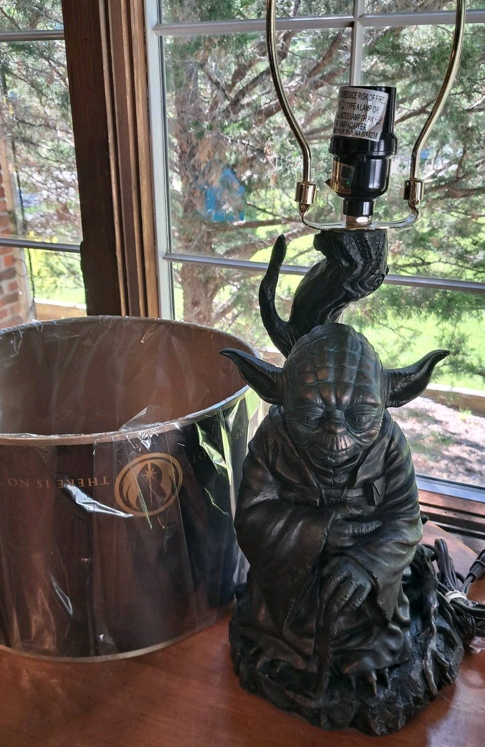 Star Wars Yoda Quote Table Lamp Black Drum Shade Resin Corded Electric