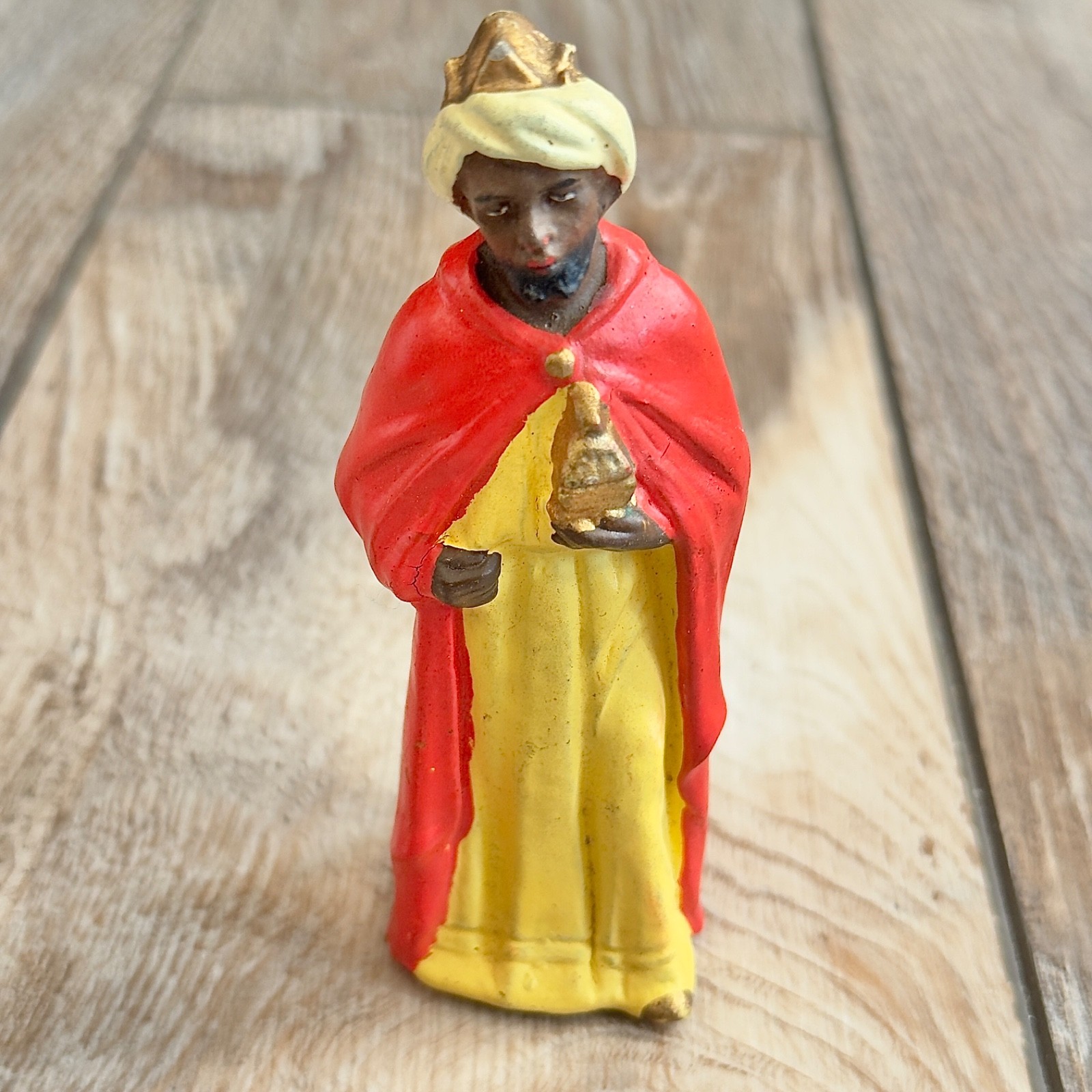 Vintage Germany Putz King Wiseman Nativity Paper Mache Composite Balthasar
