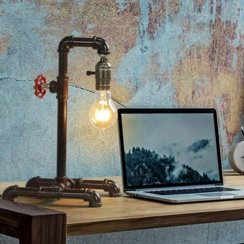2 Pack Industrial Table Lamp Retro Steampunk Water Pipe Lamp for Coffee Bedroom
