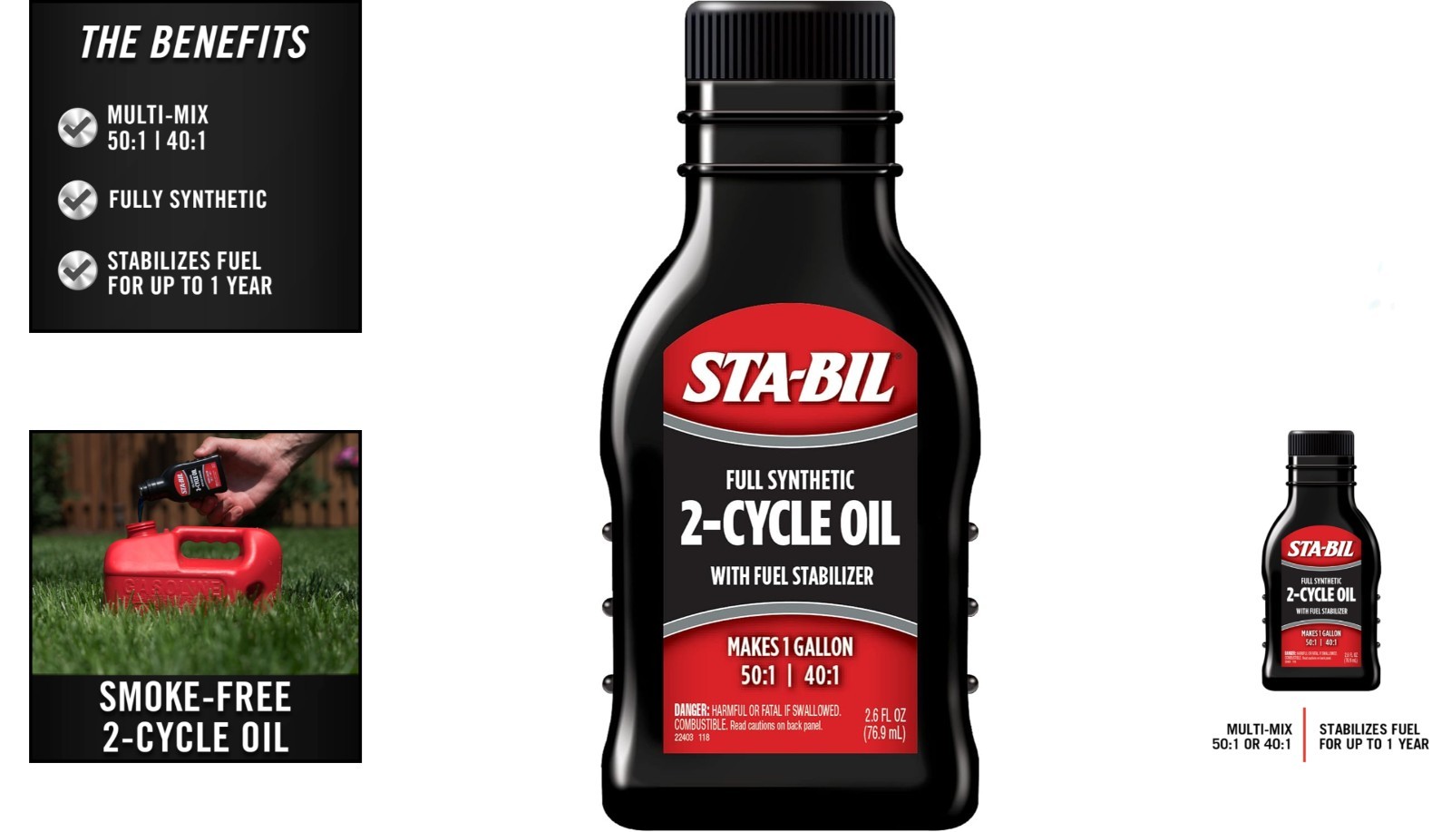 Efficient Full Synthetic 2-Cycle Oil – Guarantees 12- Protection, 2.6 oz