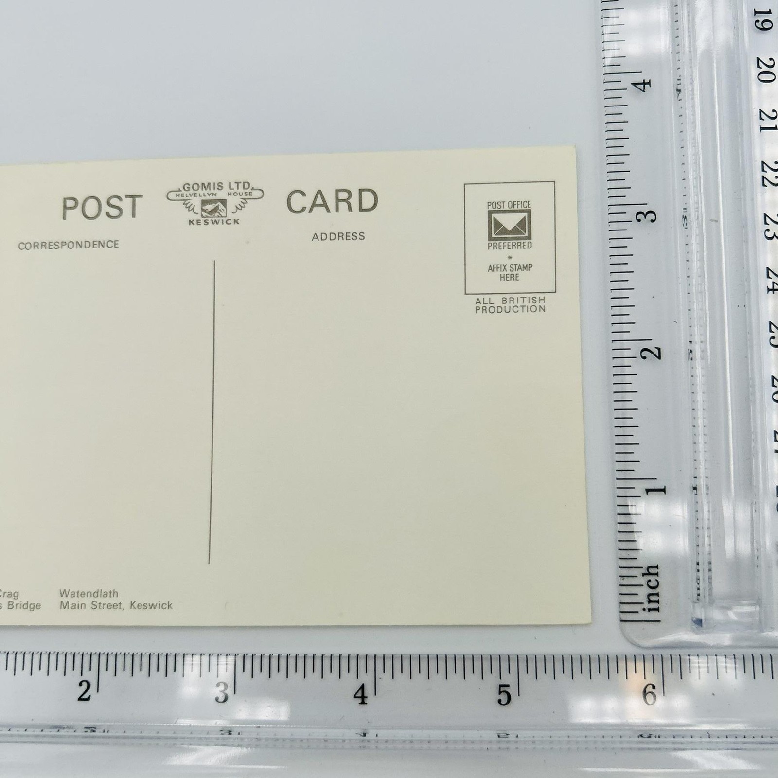 Gomis Ltd Keswick Postcard Divided Back Standard 5.5 X 3.5 In Unposted