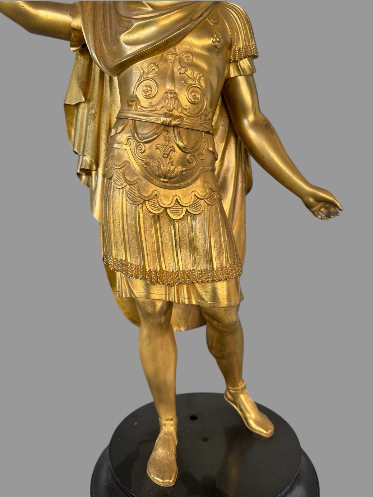 Antique Victorian 20″ Gilt Bronze Figural Sculpture Roman Emperor Augustus