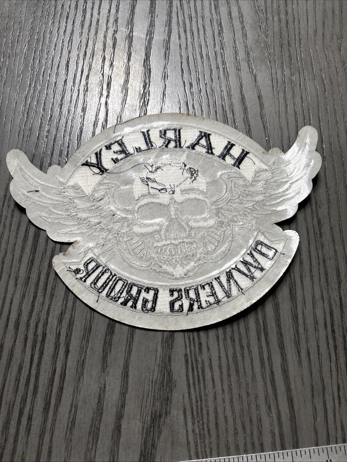 Large Winged Skull Silver Patch ~ Harley Davidson Owners Group H.O.G.
