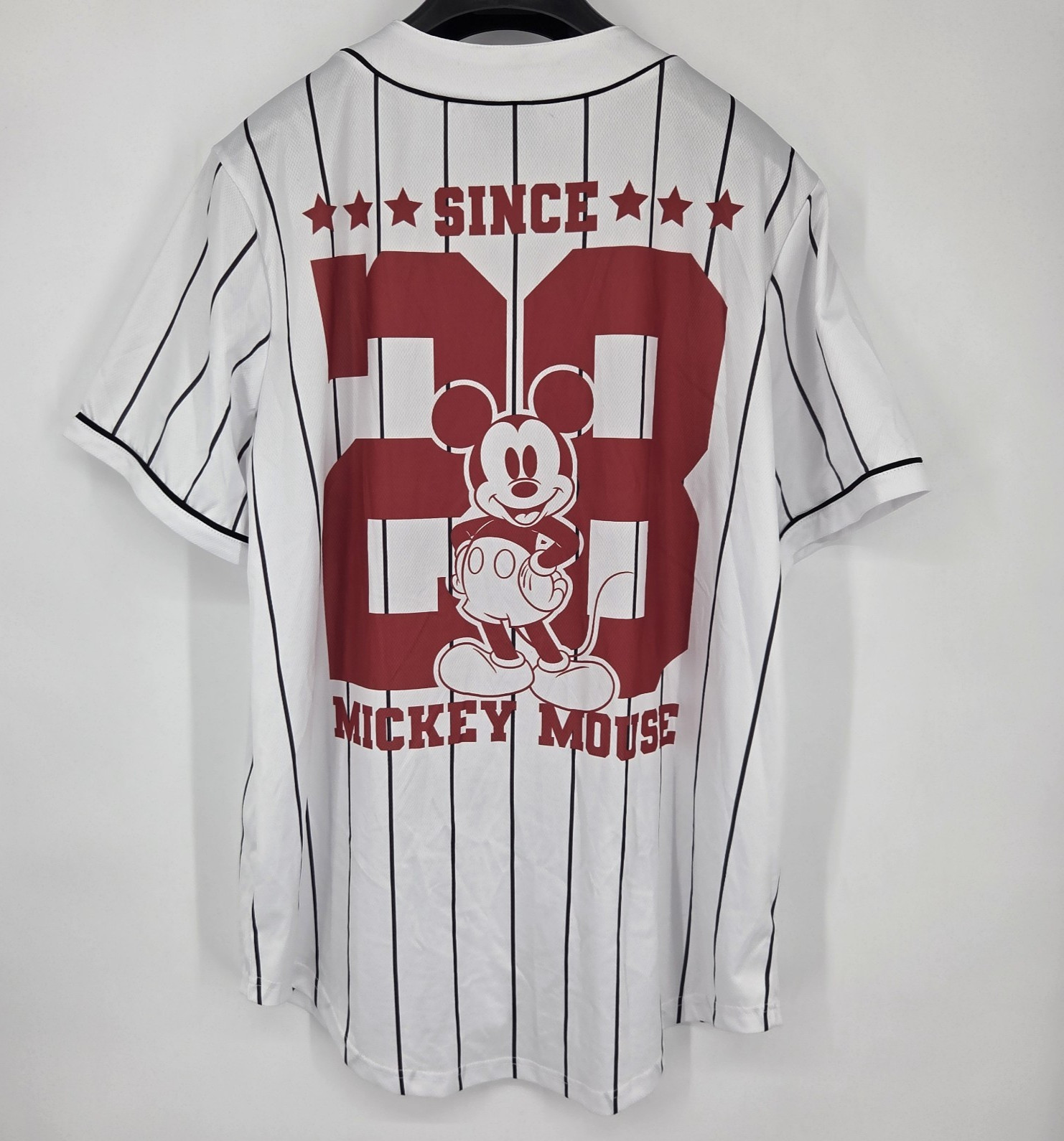 Disney Mickey Mouse Baseball Jersey Mens XL Button Up Short Sleeve #28 NWOT