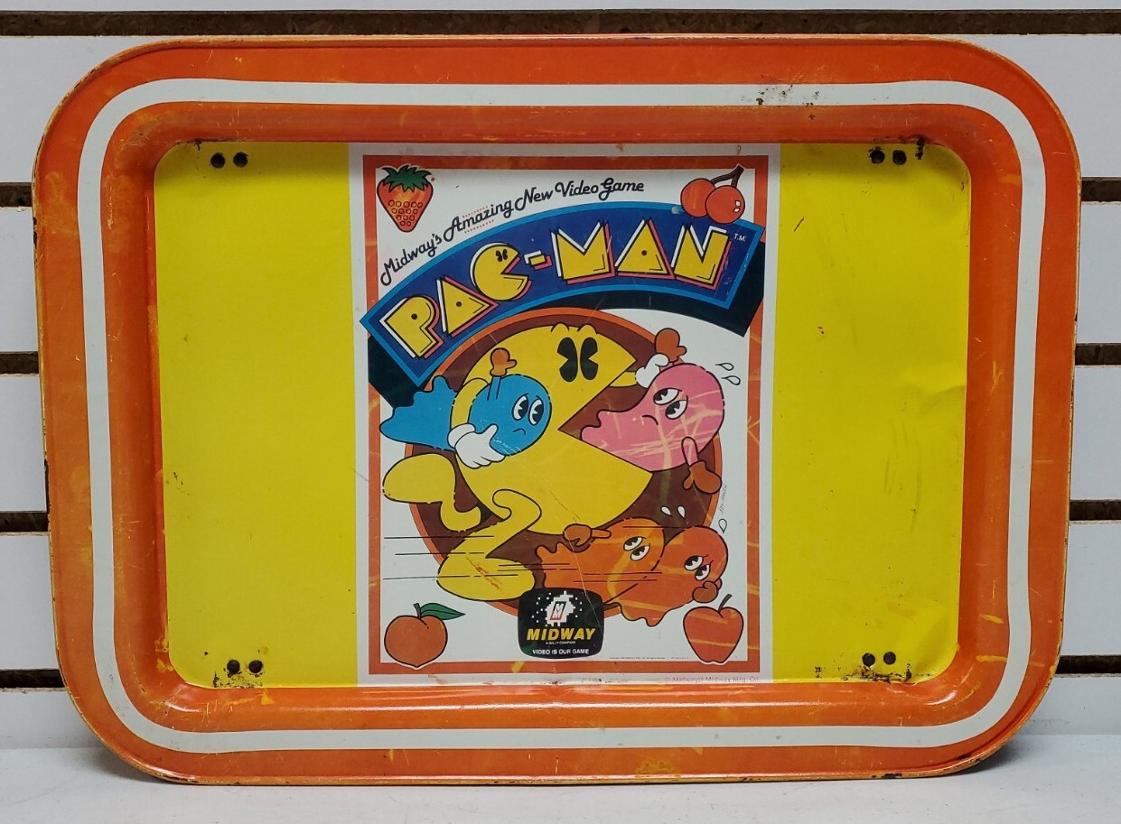 Vintage Orange Pac-Man Metal Lap & Bed TV Tray w/Folding Legs – Midway Co. *READ