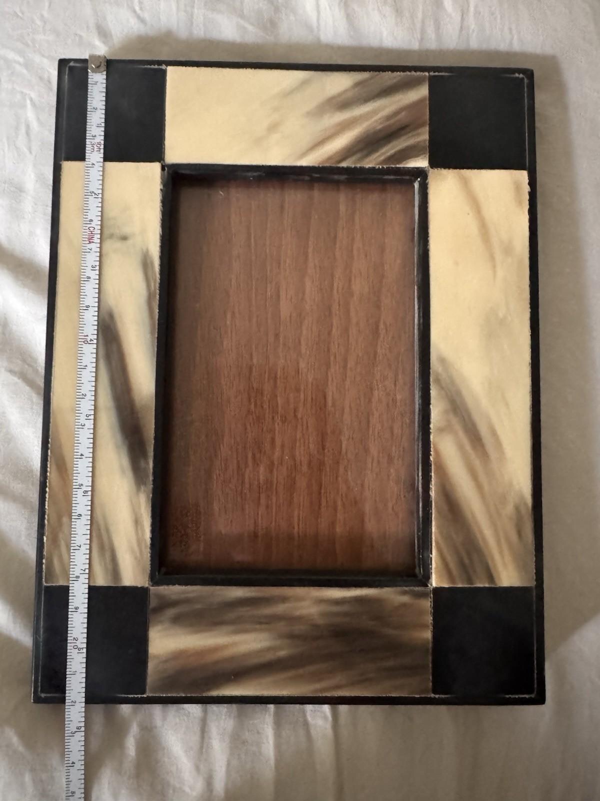 Arcahorn Italy Handmade Luxury Frame Horn W/ Wood Back Approx 9×6