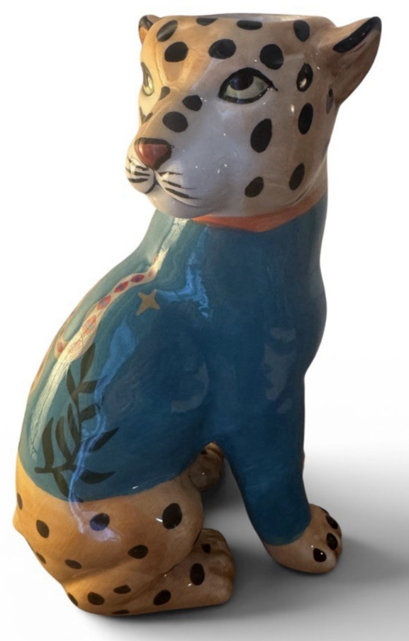 10″ Cat Leopard/Cheetah Vase Flower Holder Snake Sweater Animal Print Statue