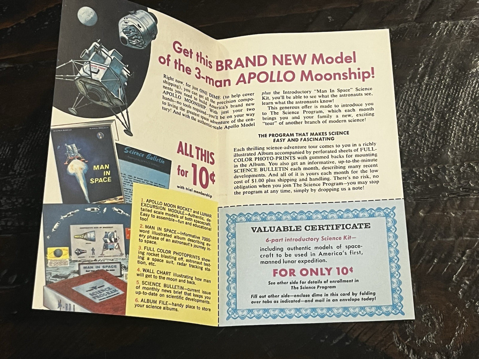 1960’s Science Program BUILD THE NEW APOLLO MOONSHIP Ad Brochure Model Kit