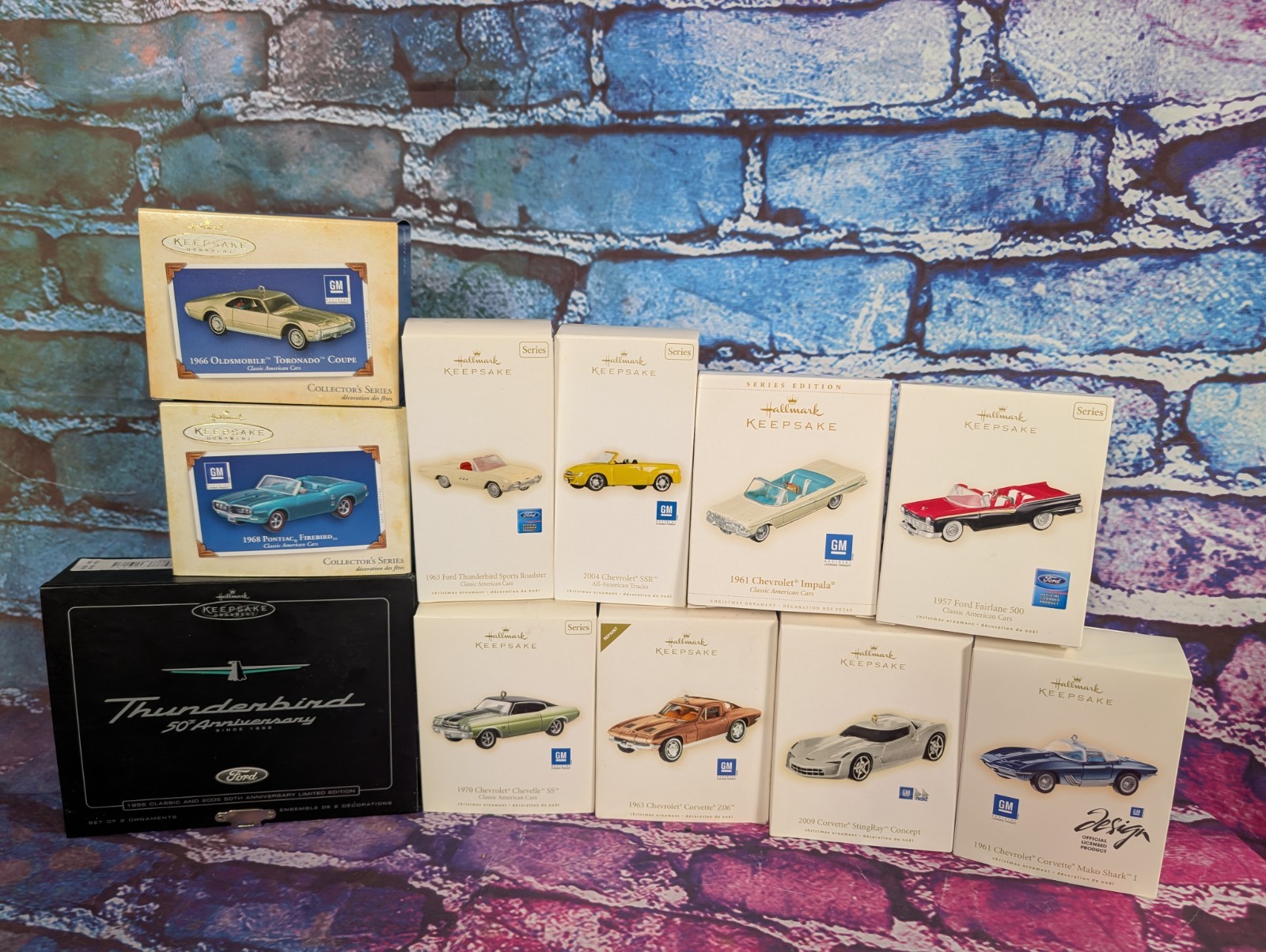 Lot Of 11 Hallmark Keepsake Ornaments Car Collection Corvettes Muscle Cars Thund