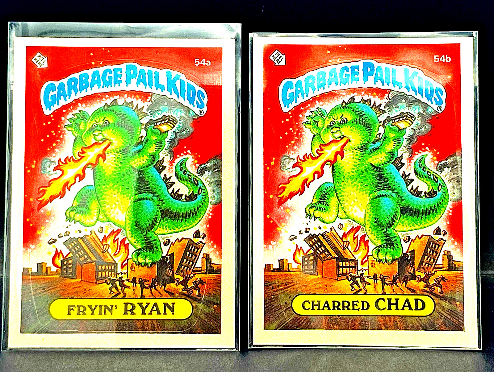 1985 Topps Garbage Pail Kids GPK OS2 Fryin’ Ryan And Charred Chad 54a/b