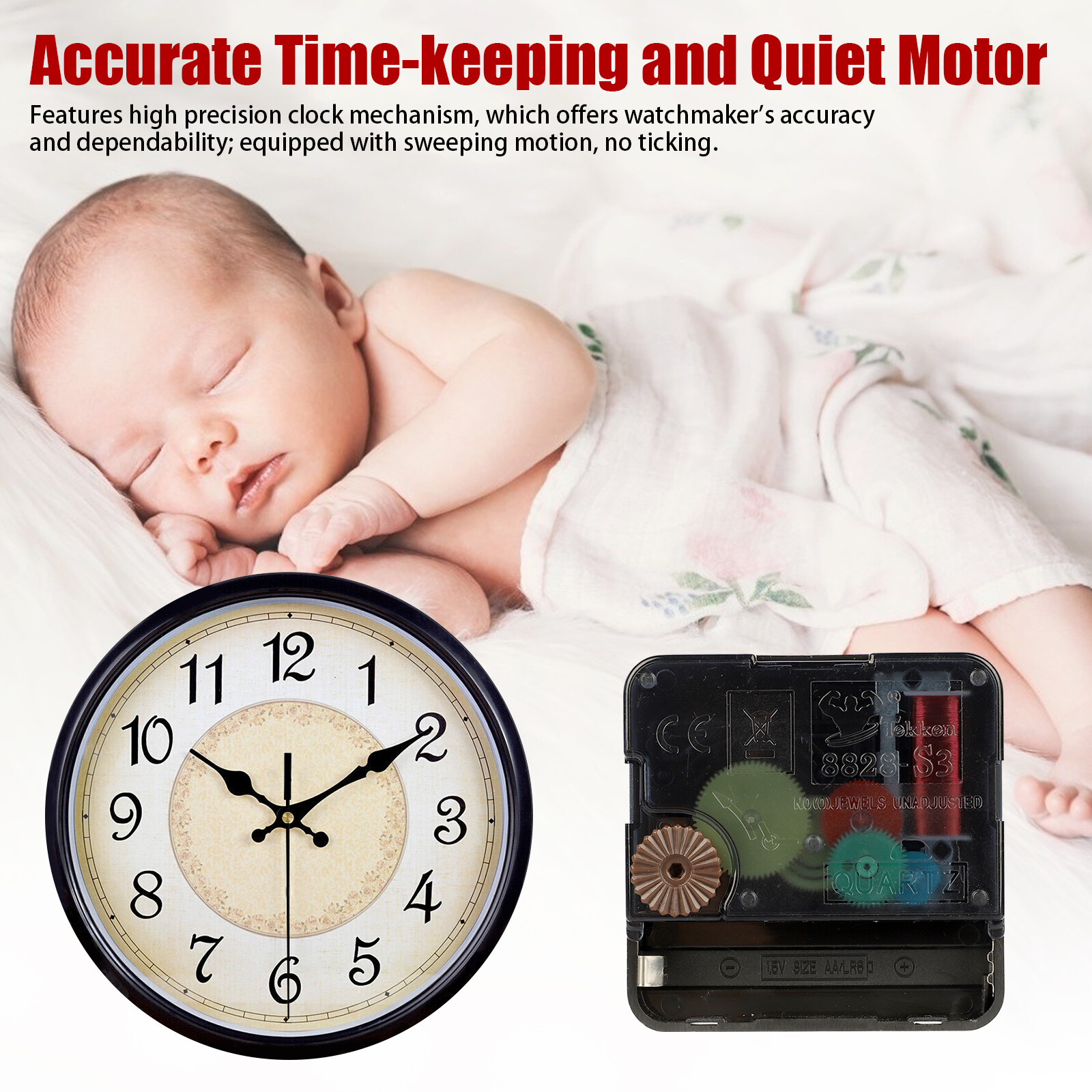 4Pcs Wall Quartz Clock Movement Mechanism DIY Replacement Repair Part Tool Kit