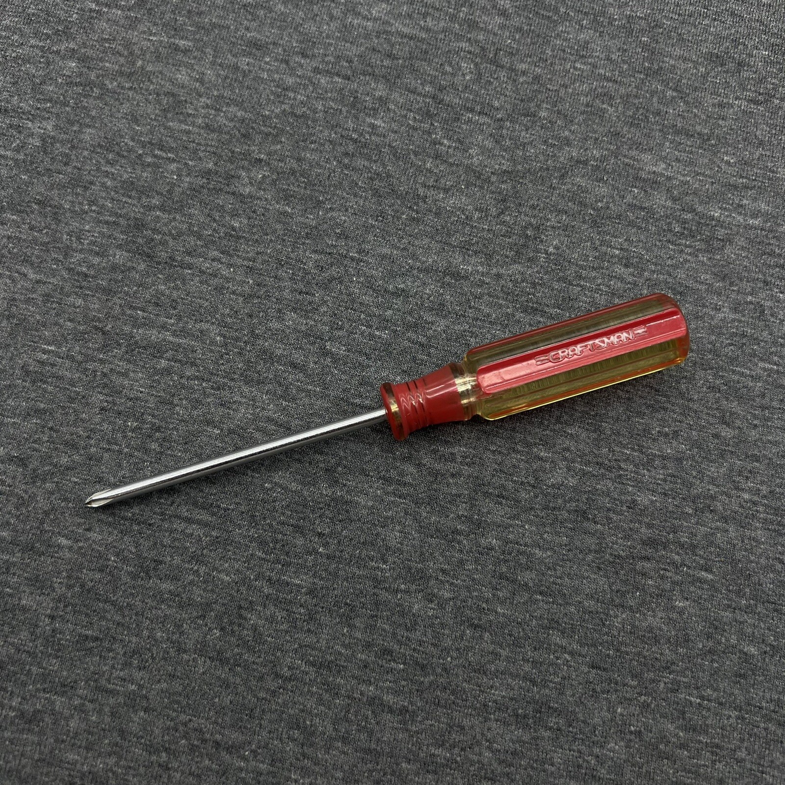 Vintage Craftsman 41053 Phillips #0 Screwdriver Red Clear Handle Tool 5” USA