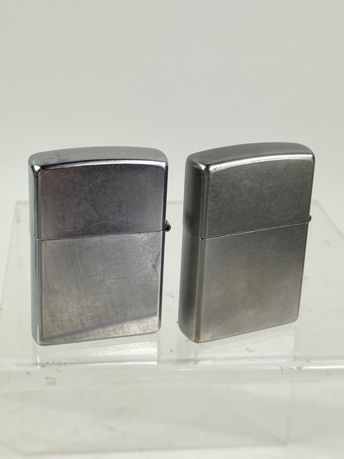 Collection of Two Zippo Lighters Silver Chrome Satin finished 2004 & 2015