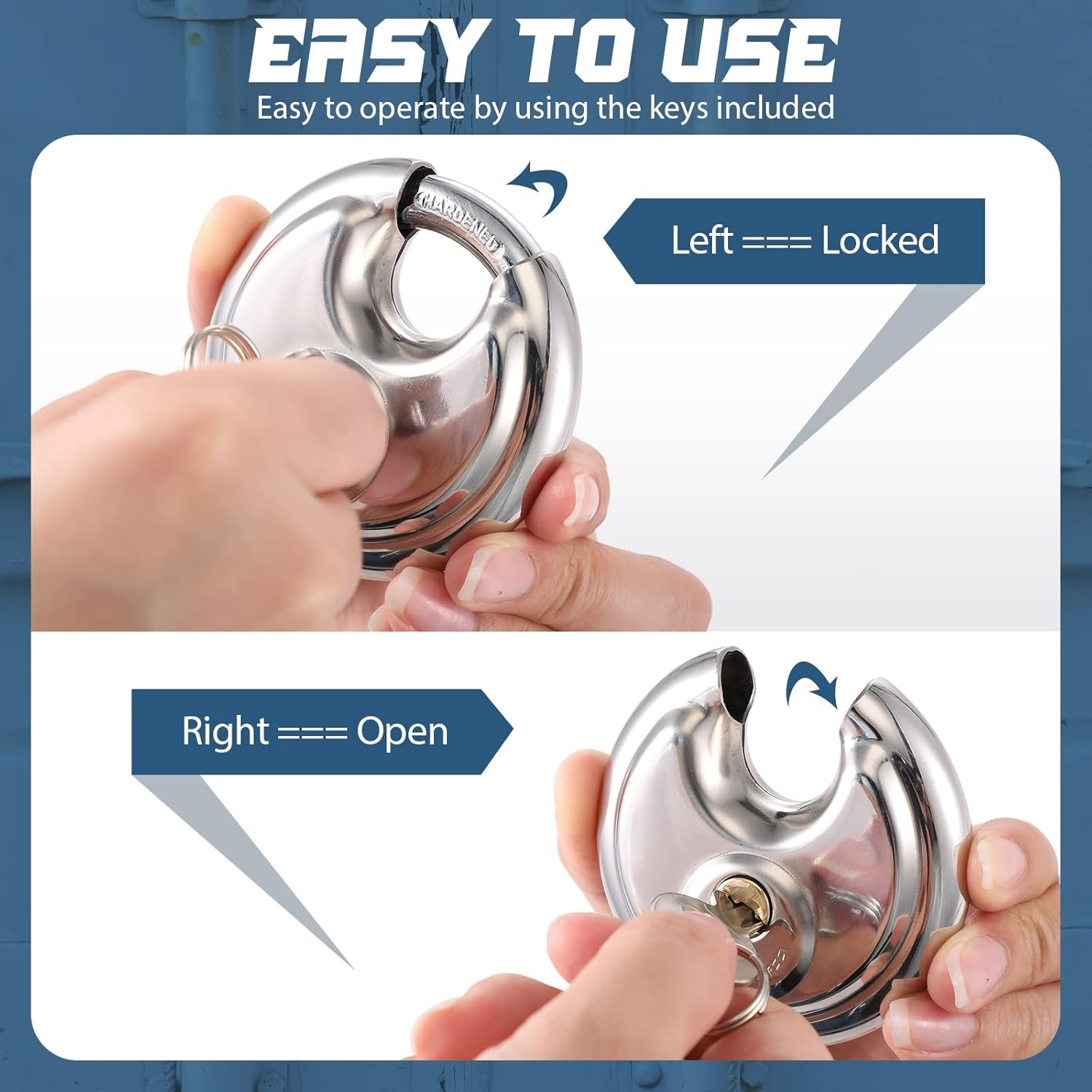16 Pack Padlocks Keyed Alike, Stainless Steel 2-3/4″ Wide, 3/8″ Shackle Disc Loc