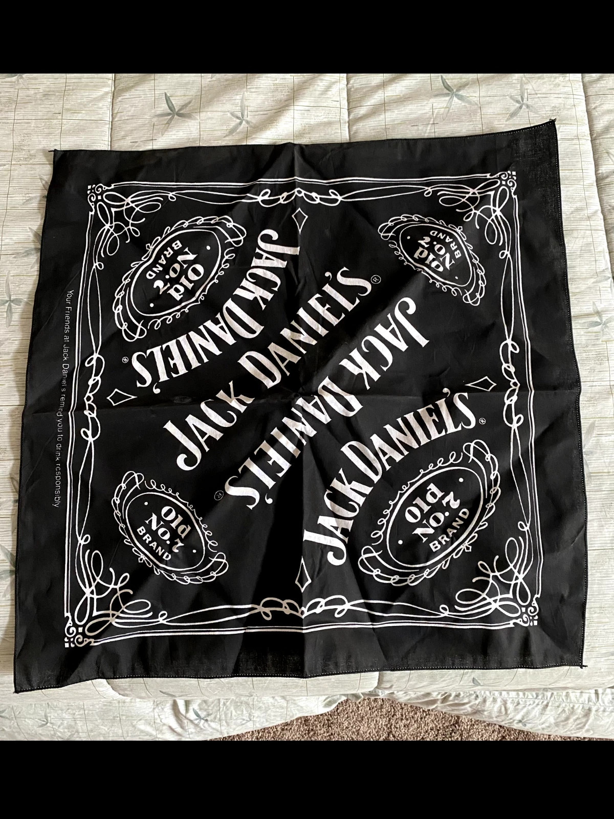 Jack Daniels Tennessee Whiskey Old No 7, Scarf Handkerchief Bandana, 21″ Sq.
