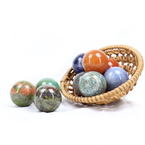 Mix 6PCS Gemstone Spheres, 1.2 Inch Crystal Balls, Healing Random Color 6pcs