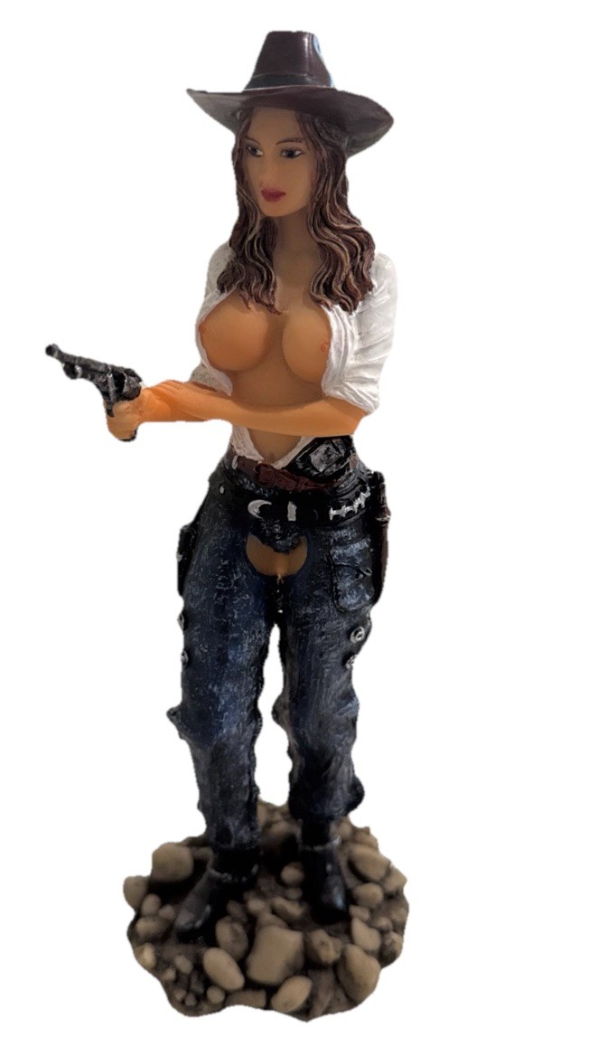 Vintage Rugged Sexy Cowgirl Resin Sculpture 9” Inches Tall