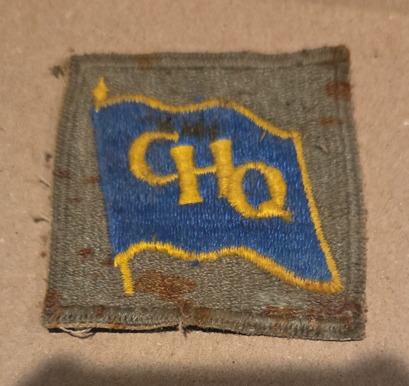 WW2 US Army GH Patch Blue Yellow Cloth Original WW II (1939-45)