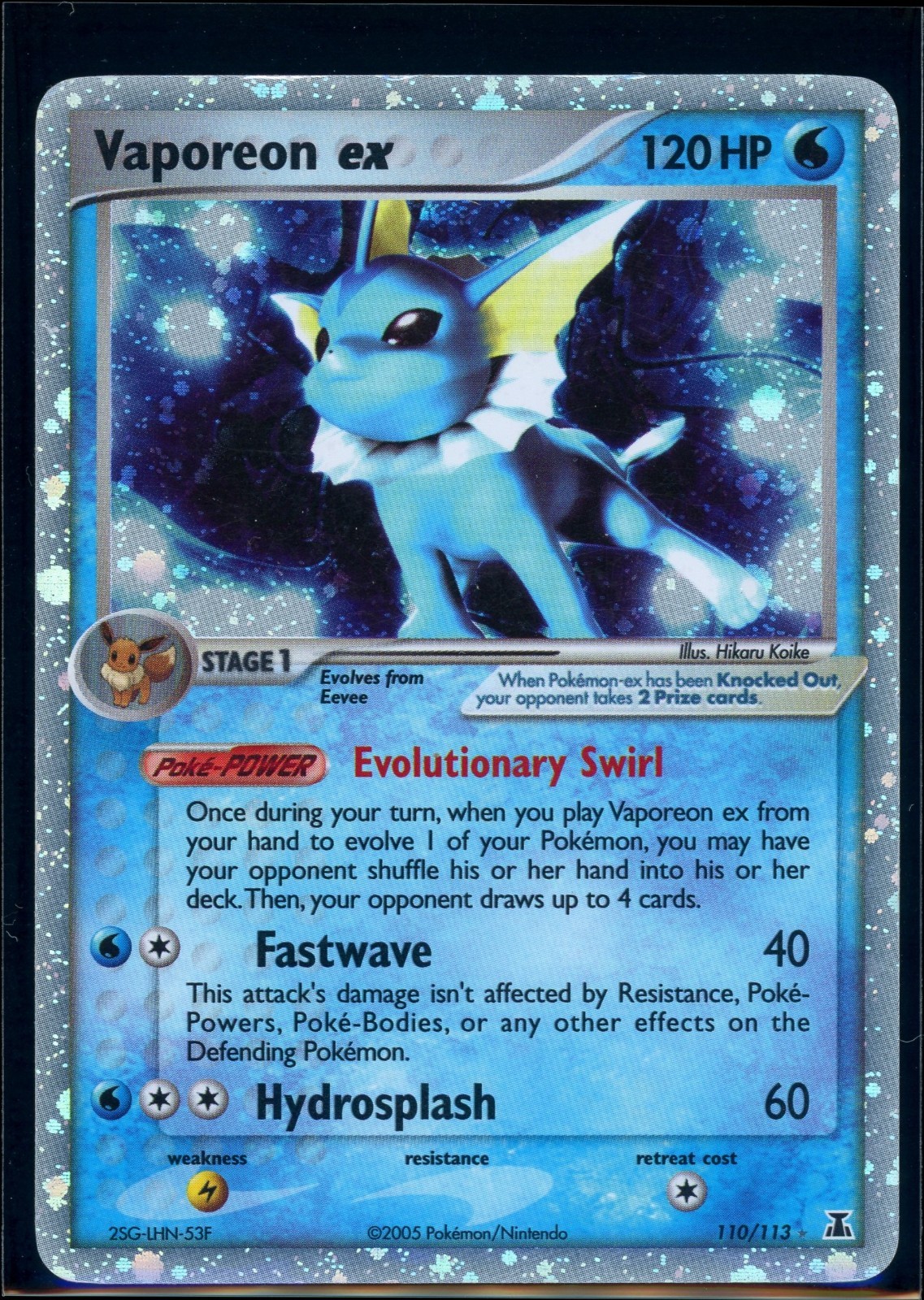 Pokemon EX DELTA SPECIES – #110/113 Vaporeon ex – Ultra Rare Holo – ENG – MP