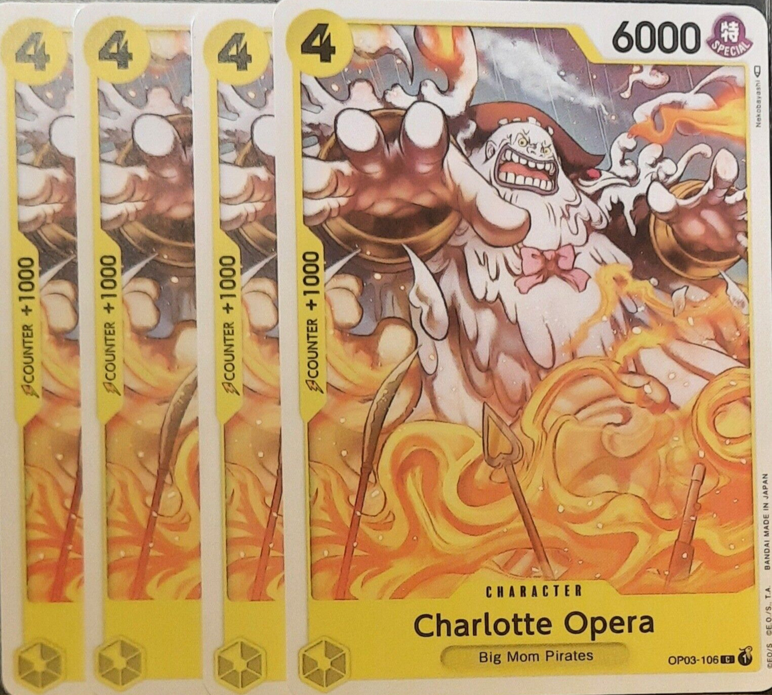 One Piece TCG – Playset of 4 – OP03-106 Charlotte Opera C/EN/NM