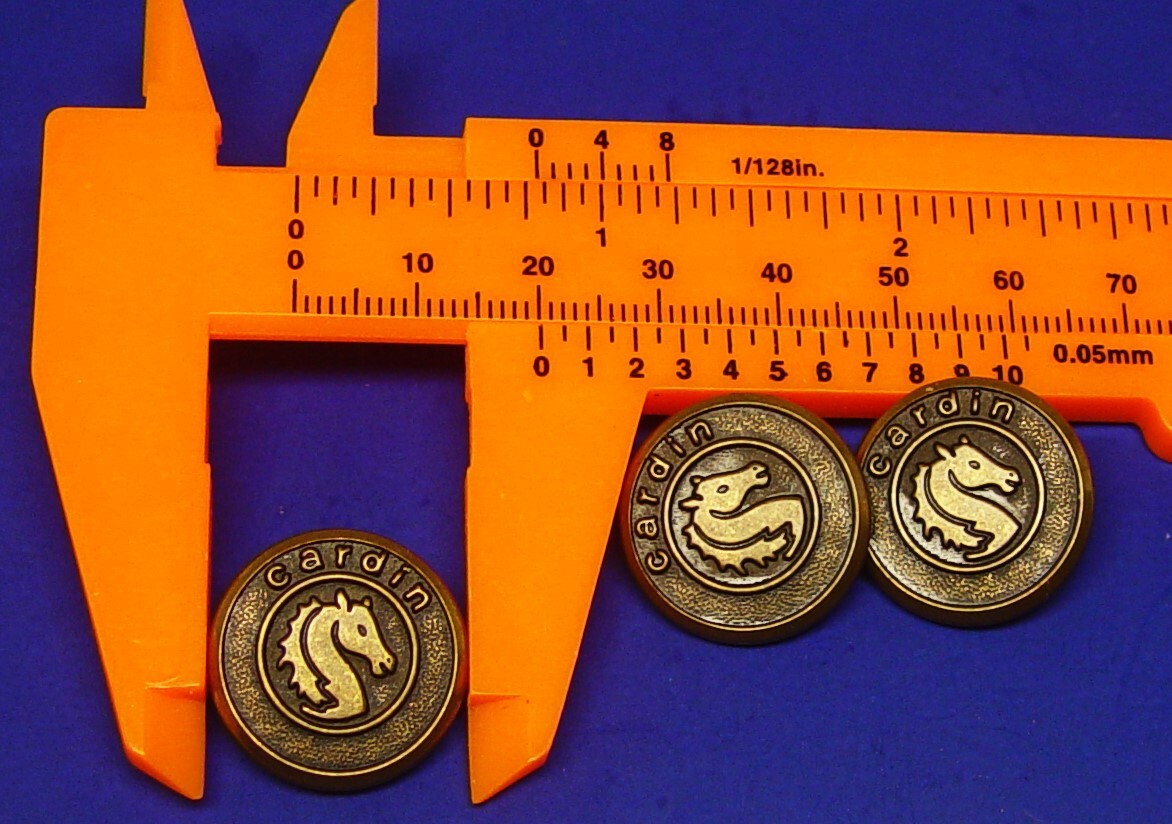 PIERRE CARDIN Replacement Buttons 3 Dark Bronze Tone Metal 20mm GOOD USED COND