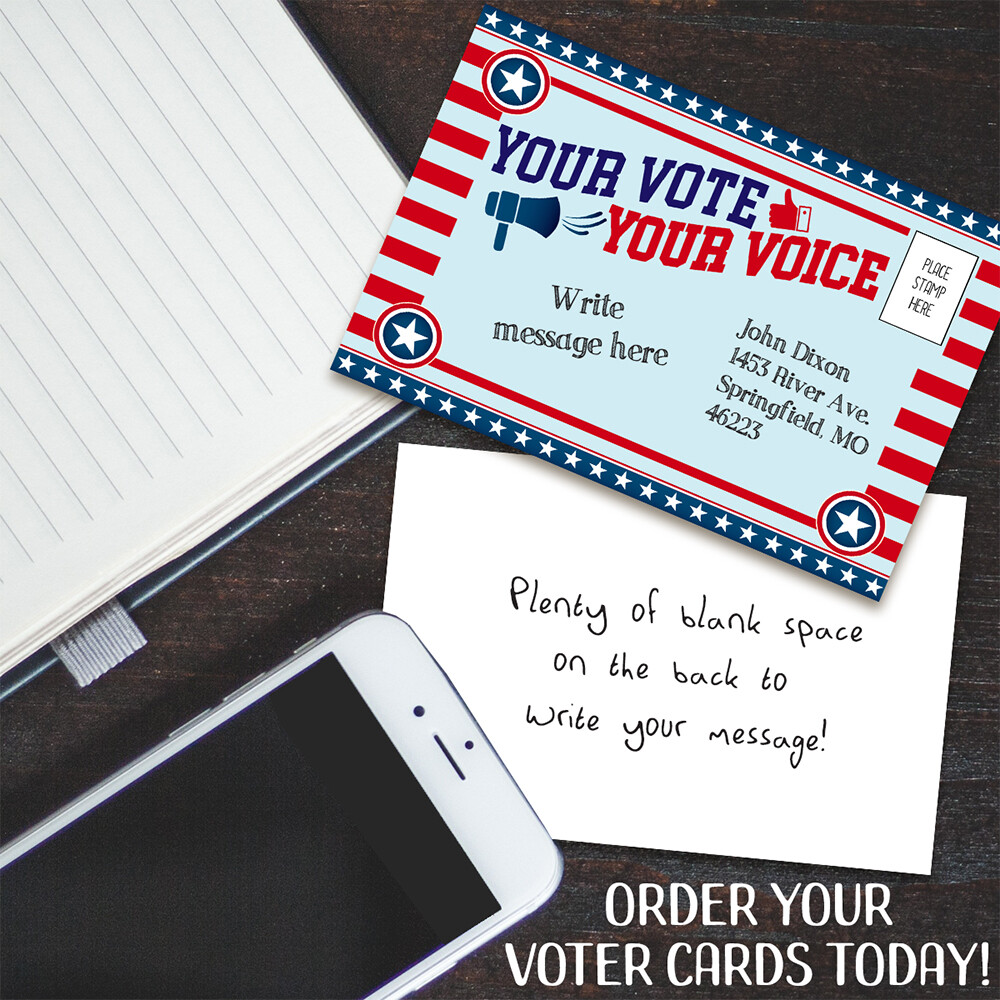 Vote Postcards Bulk – Your Vote Your Choice – Set of 100 4×6 Standard Size –