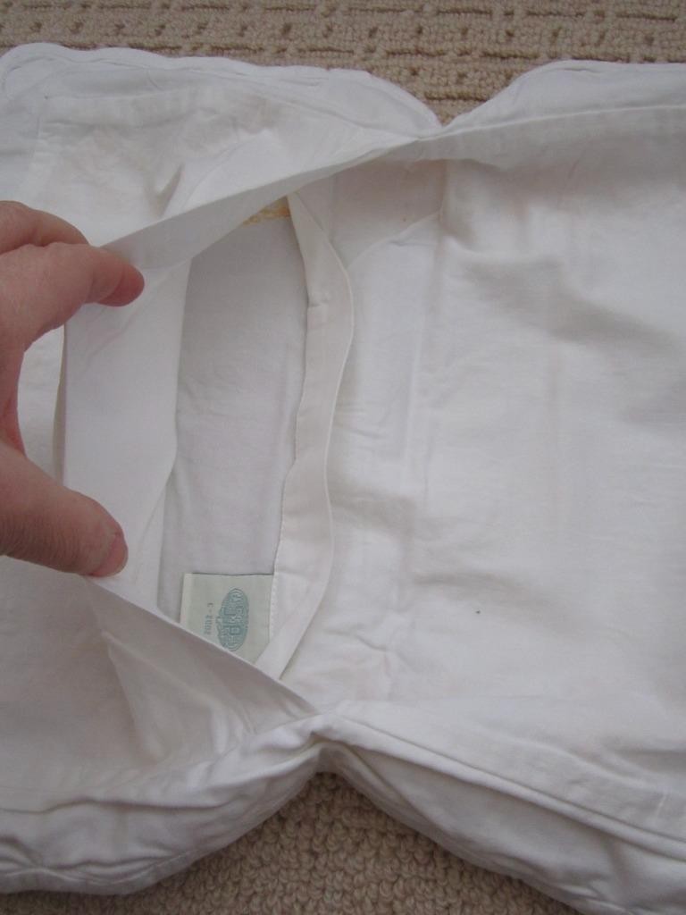 NOS SOURCE PERRIER Collection White Cotton Sateen Wheat Embroidered Boudoir Sham