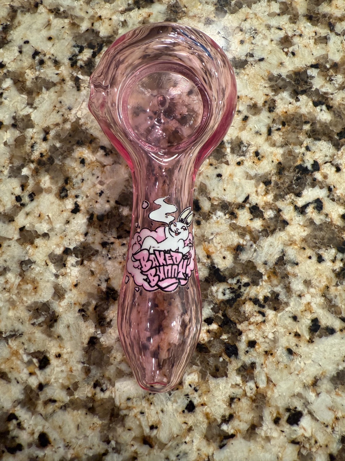 3.75” Glass Pipe Bowl Hand Pipe Pink Baked Bunny
