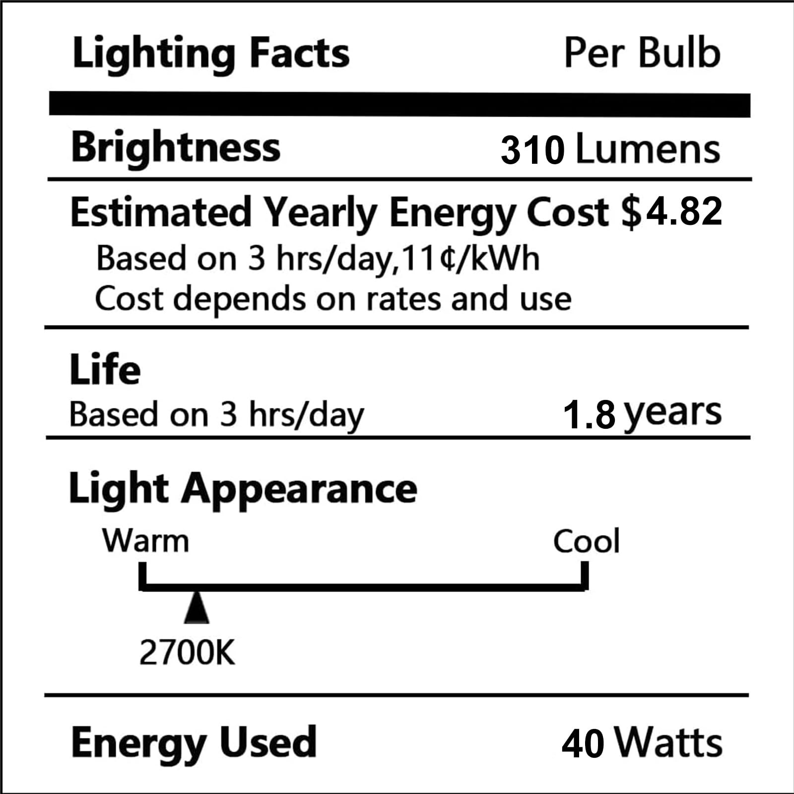 Lava Lamp Bulb 40W E26 Medium A15 Base (4 Pack), 2700k Warm White