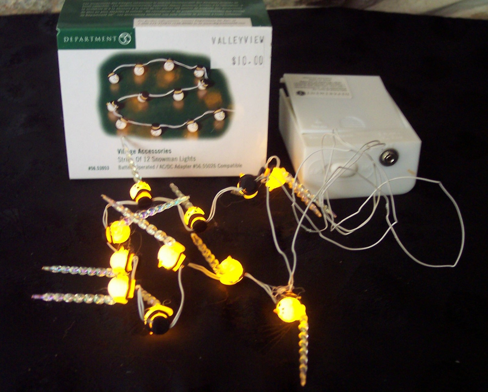 Department 56 String of 12 Snowman Lights 53053 Christmas Village Accessories