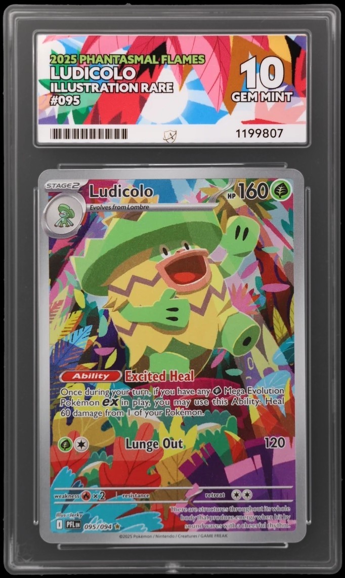 Pokemon ACE 10 Ludicolo 095 Phantasmal Flames Illustration Rare Gem Mint 10
