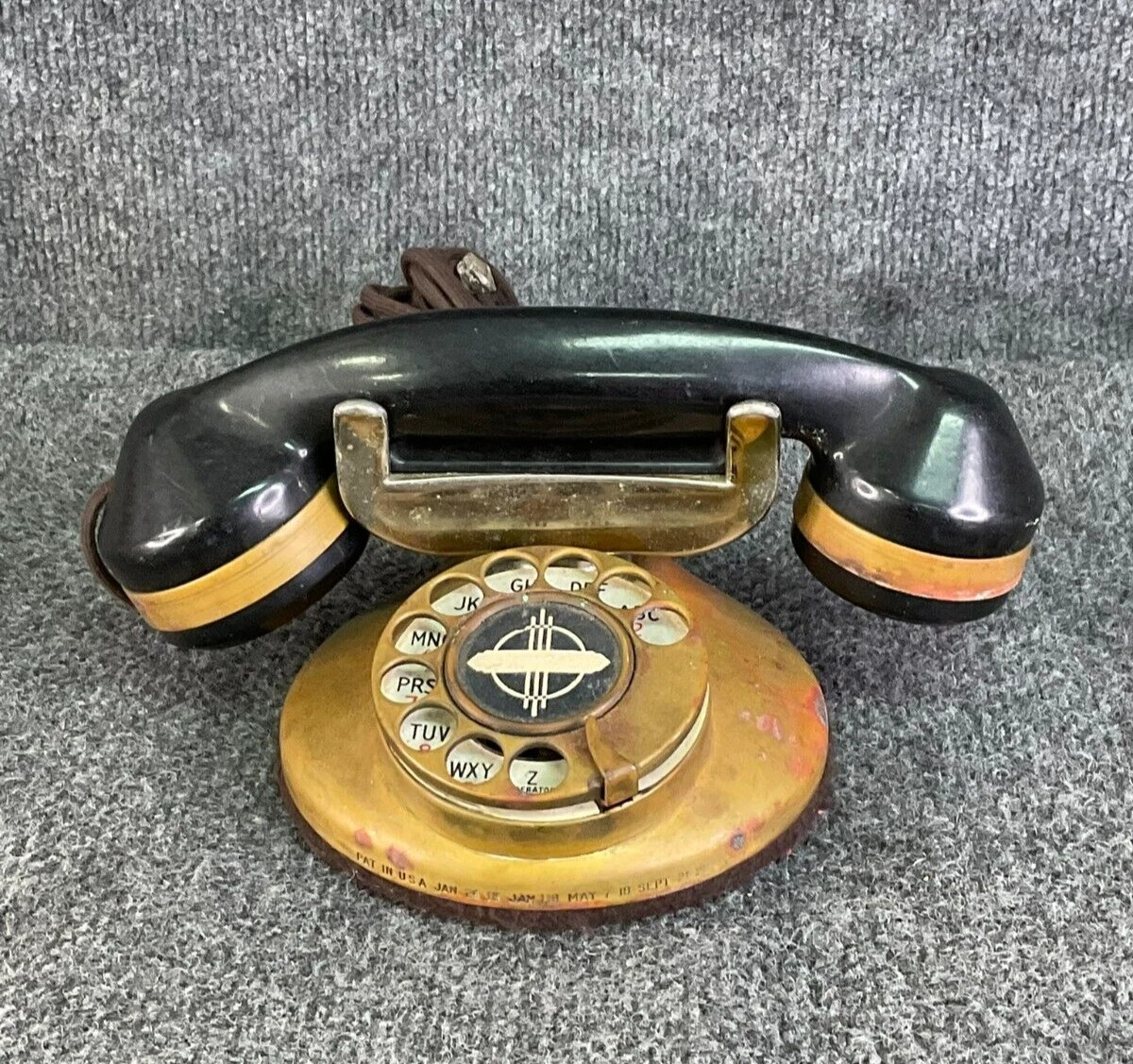 Antique Automatic Electric 1A Brass Dial Telephone Base Vintage Antique