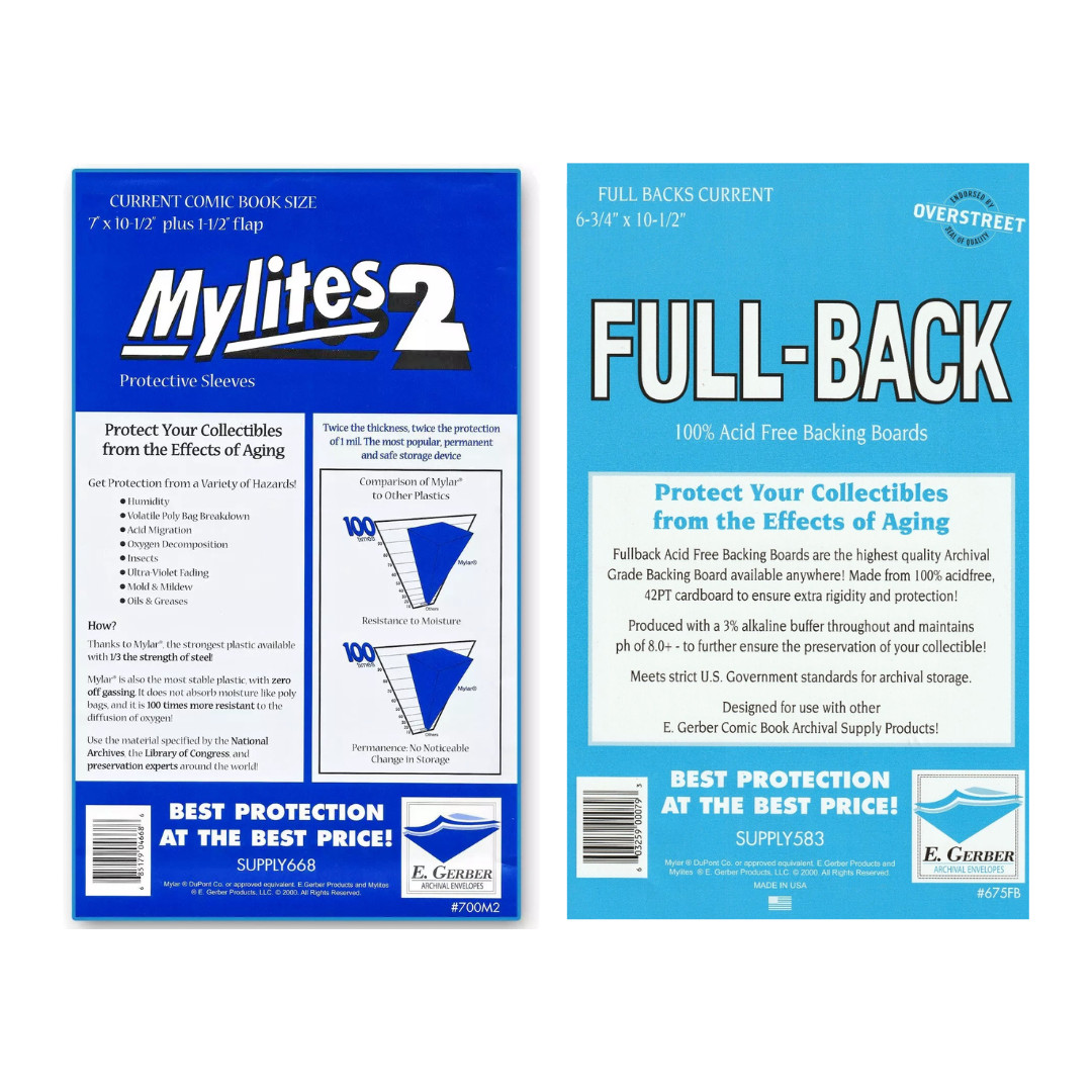 50 Mylite 2 Mil Mylar Comic Book Bags & Full Back Boards E Gerber Current Modern