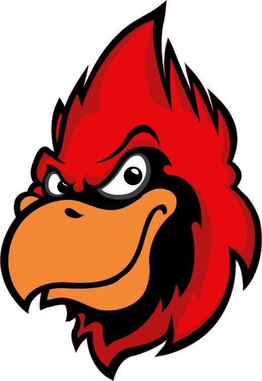 3.5in x 5in Cardinal Mascot Sticker Car Truck Vehicle Bumper Decal