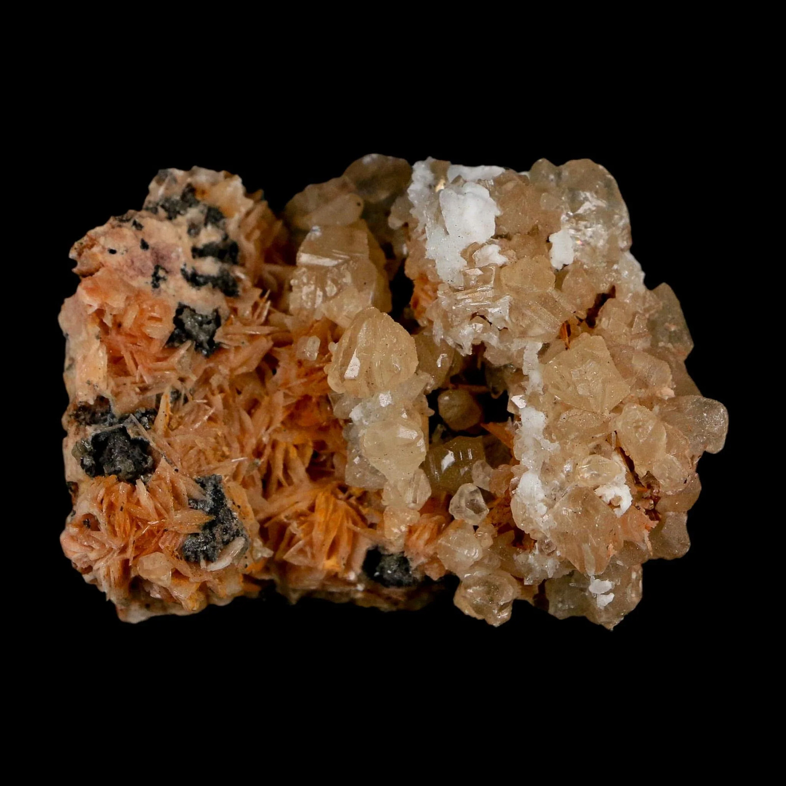 2.2″ Sparkly Orange Barite Blades, Cerussite Crystals, Galena Mineral Morocco