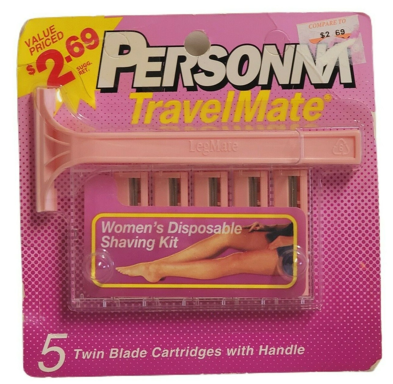 Vintage Personna Travel Mate Disposable Shaving Kit Razor 5 Blades 1995 Prop