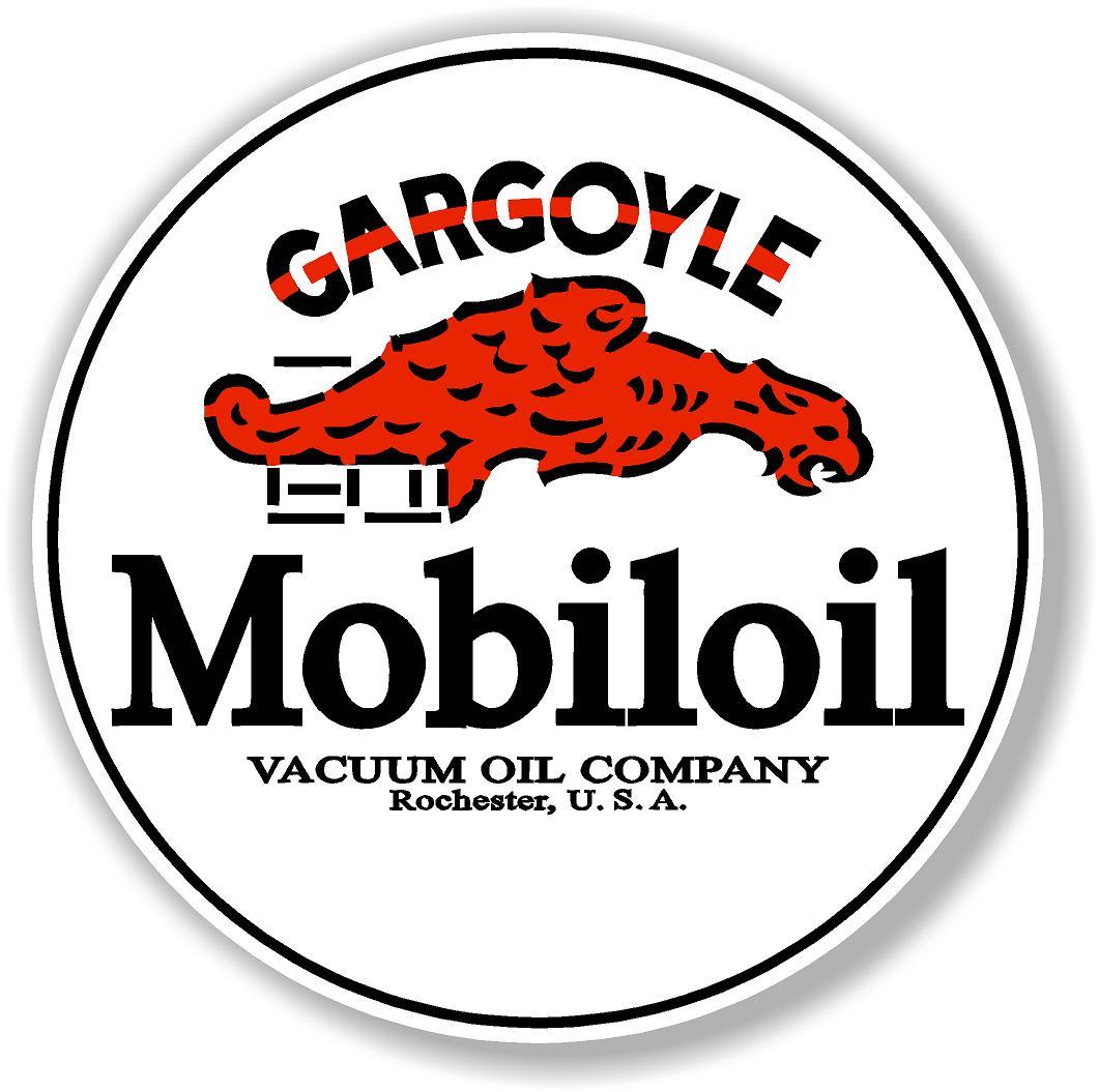 8″ round MOBIL MOBILOIL GARGOYLE DECAL OIL CAN GAS PUMP GASOLINE