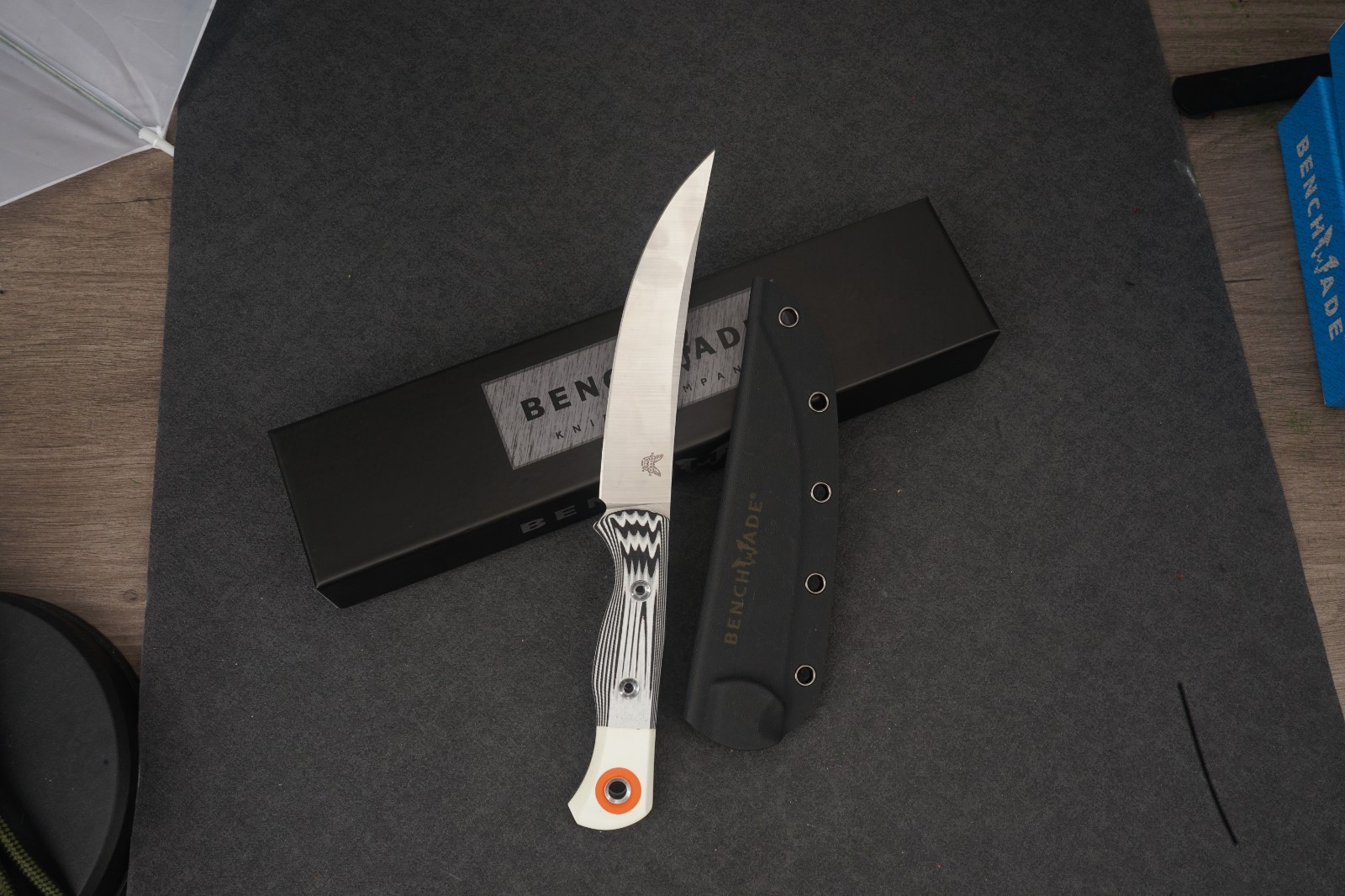 Benchmade Meatcrafter S45VN Fixed Blade Knife Carbon Fiber Handle Sheath