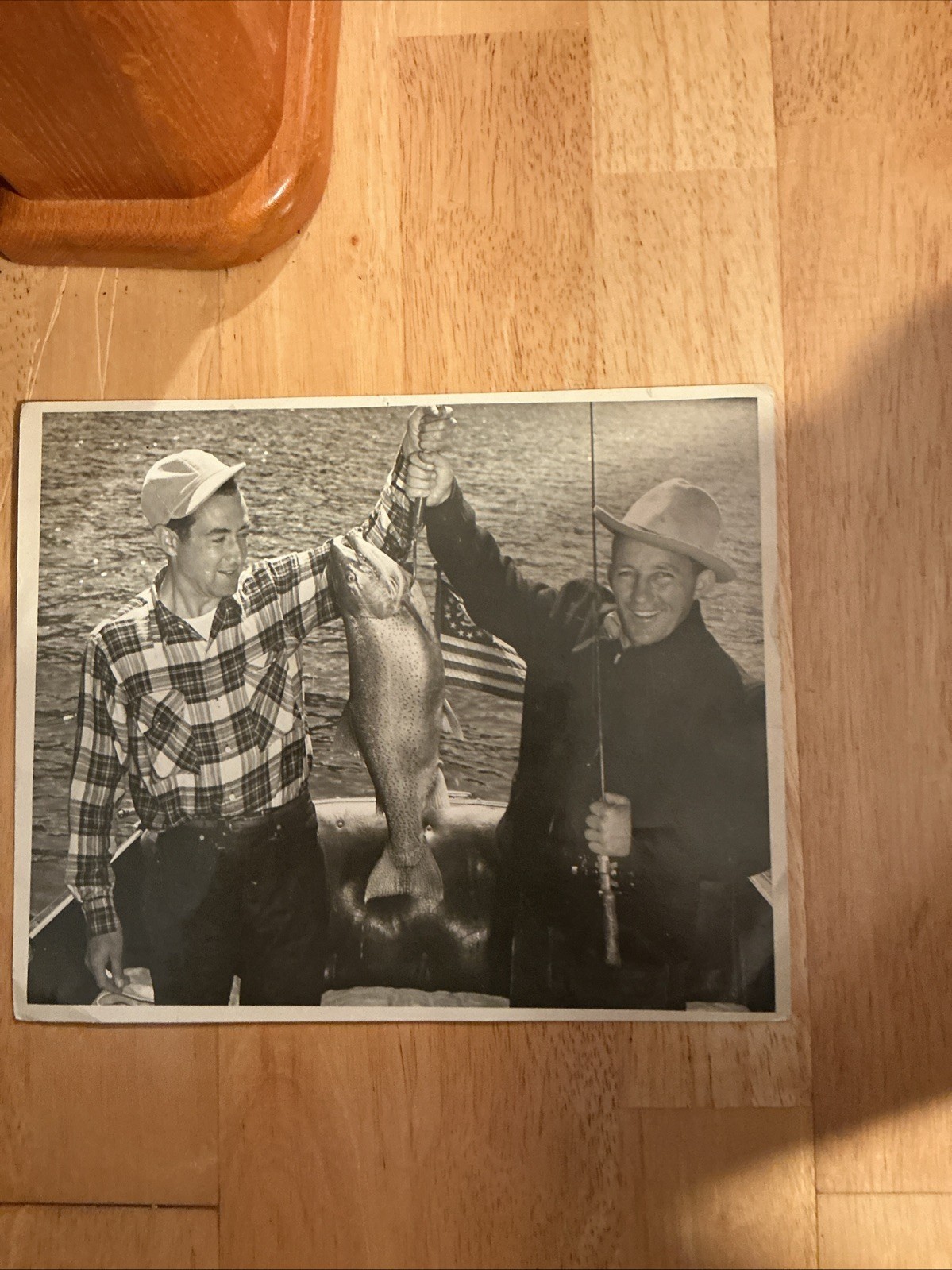Vintage Bing Crosby Photo,8×10,Salmon Fishing,unknown location,maybe 1950s.