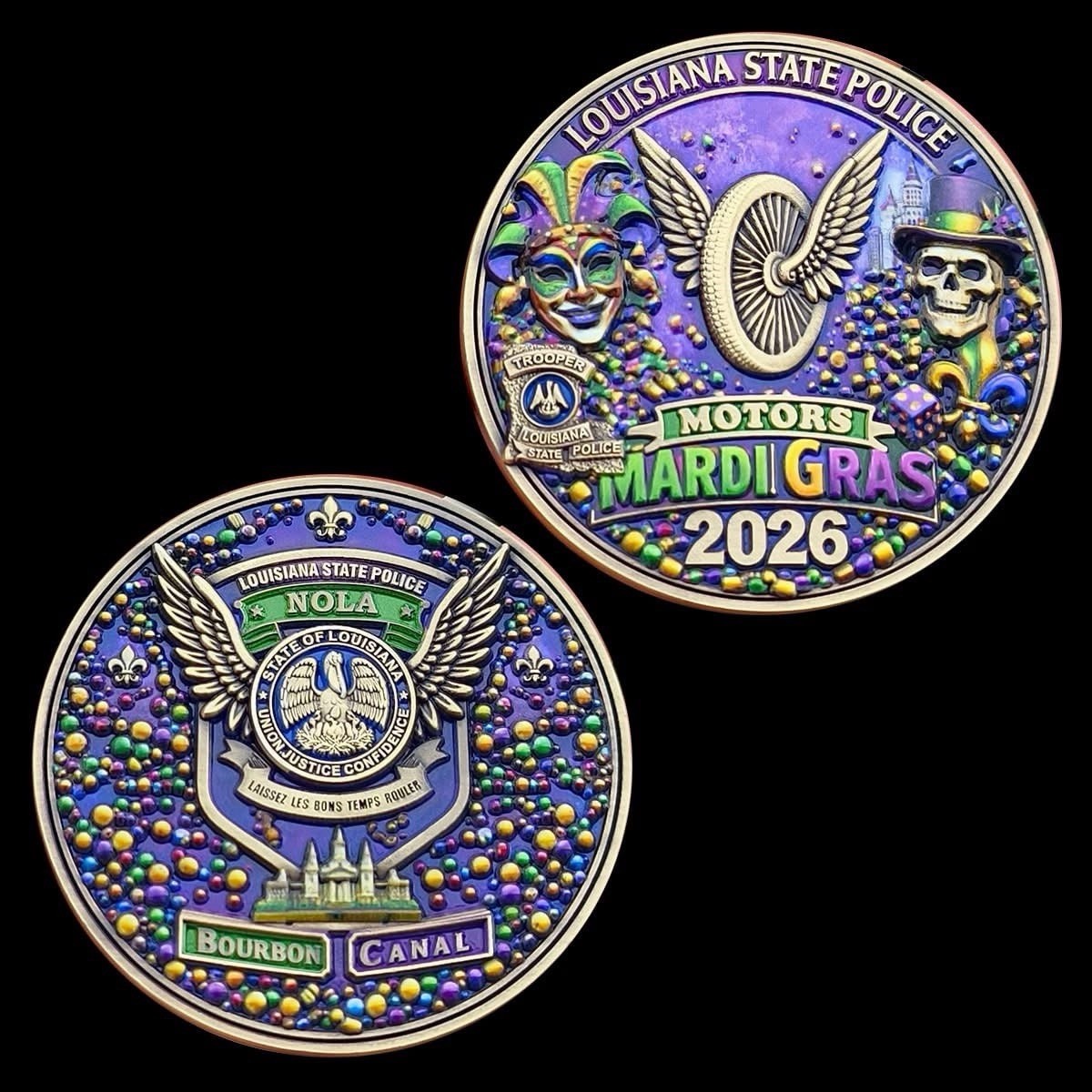 2026 Louisianna State Police Motors Mardi Gras Challenge Coin New Orleans