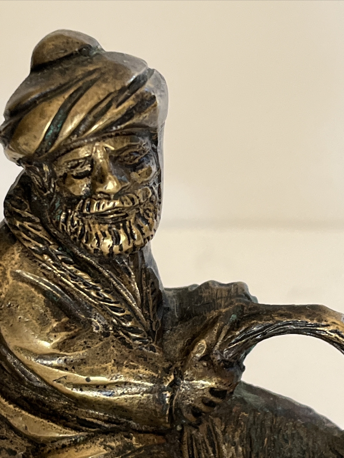Antique Bronze Man Nassreddin Riding Backwards On A Donkey Figurine Pen Holder