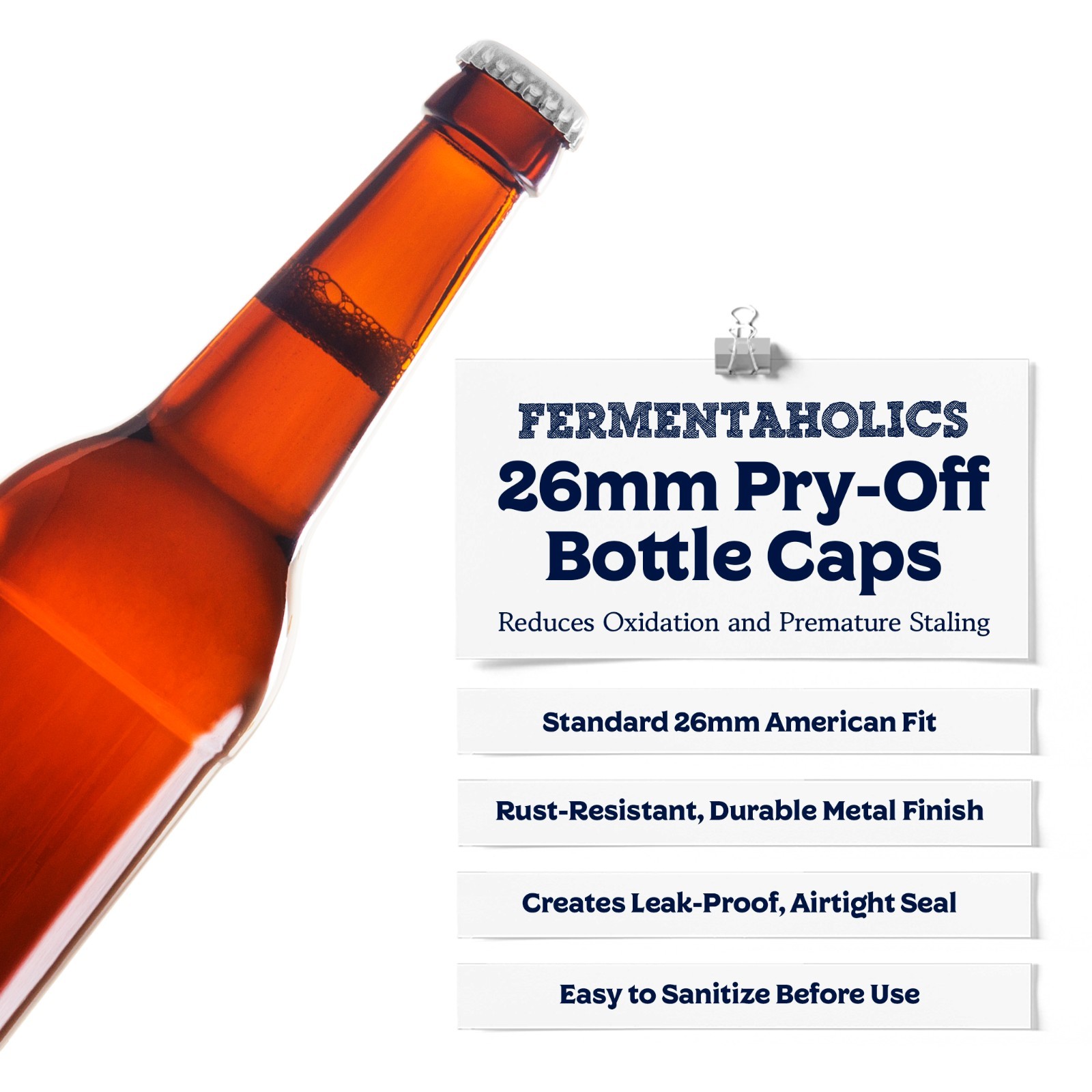 Fermentaholics Silver Beer Bottle Caps – 144