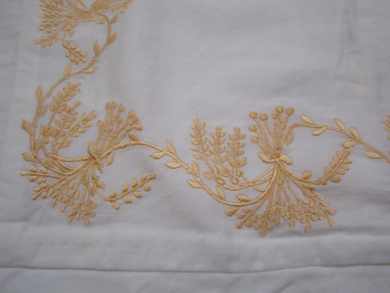 NOS SOURCE PERRIER Collection White Cotton Sateen Wheat Embroidered Boudoir Sham