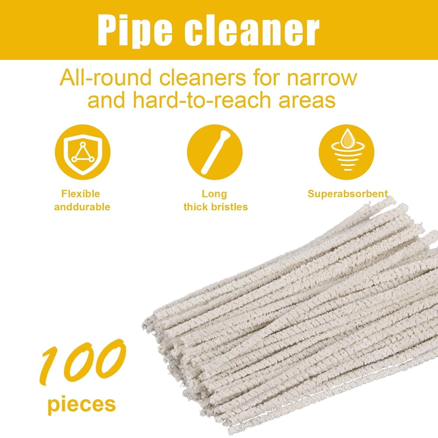 100 Pack Cone Pipe Cleaner 6″ Pipe Cleaner Bulk, Cotton and Wire Pipe Cleaner