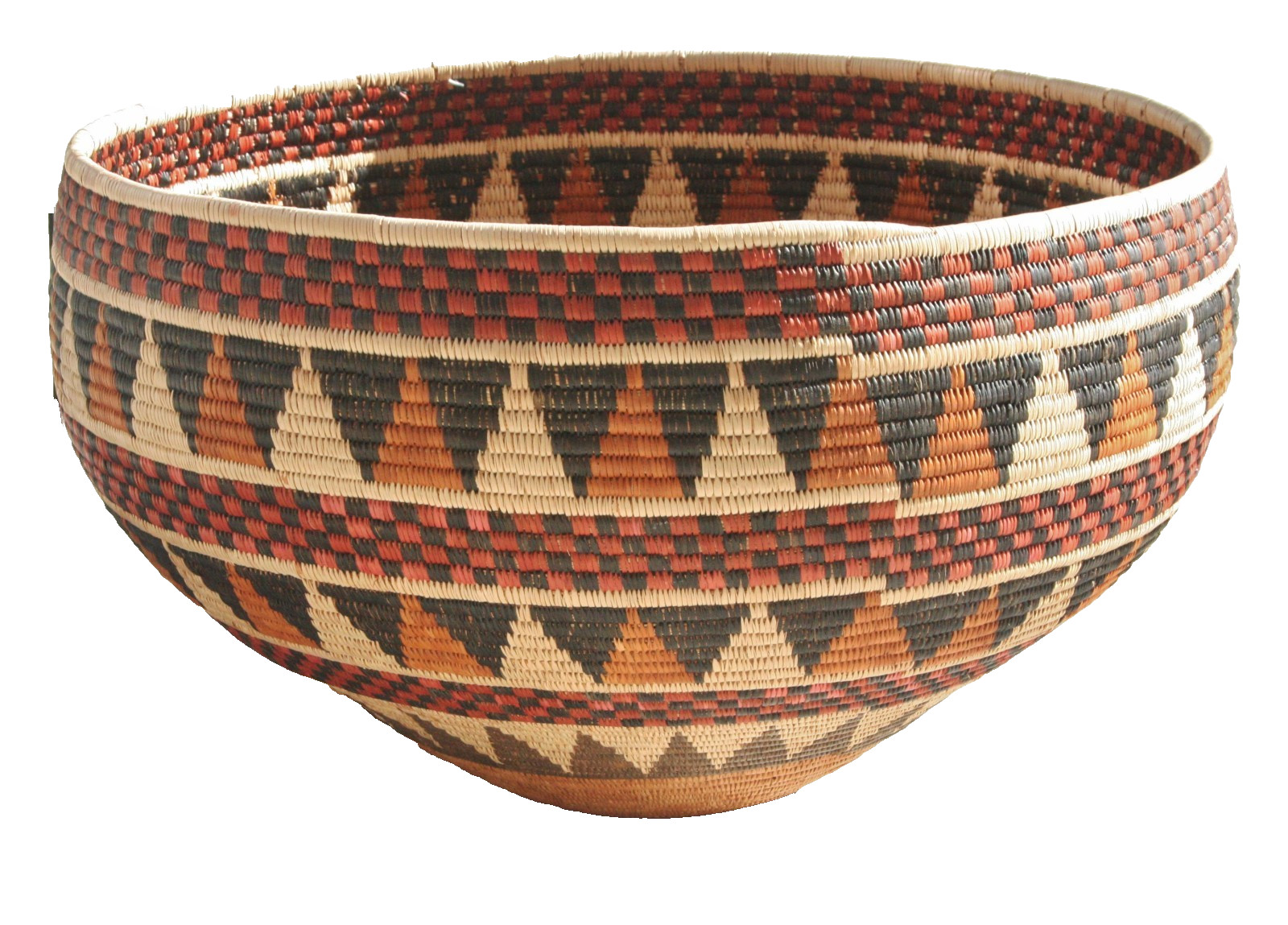 Zulu Open Basket Large Multicolor Igomo 23″D X 15″H VTG 2003 South Africa
