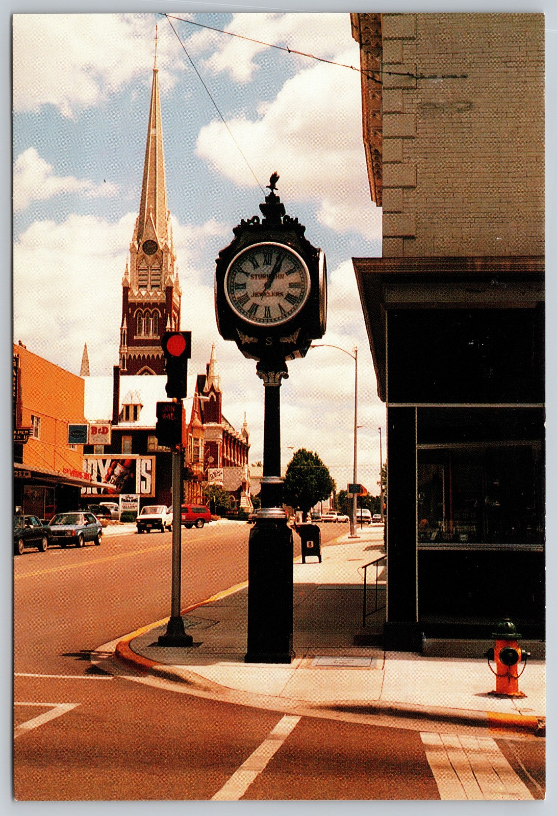 Sturhahn Jewelers Clock Salem Church German Village Quincy Illinois Postcard