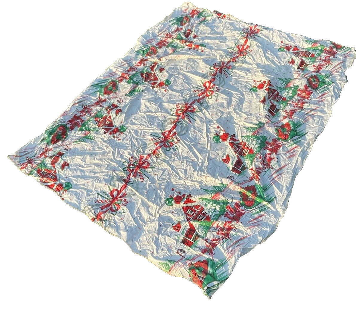 Vintage Reversible Vinyl Tablecloth Christmas/Birthday. 54 X 70. Nice Condition.