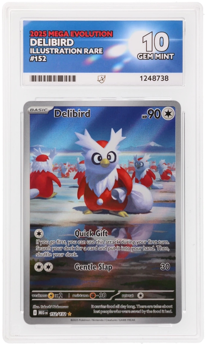 Ace Perfect 10 Delibird 152/132 Mega Evolution Gem Mint Pokemon