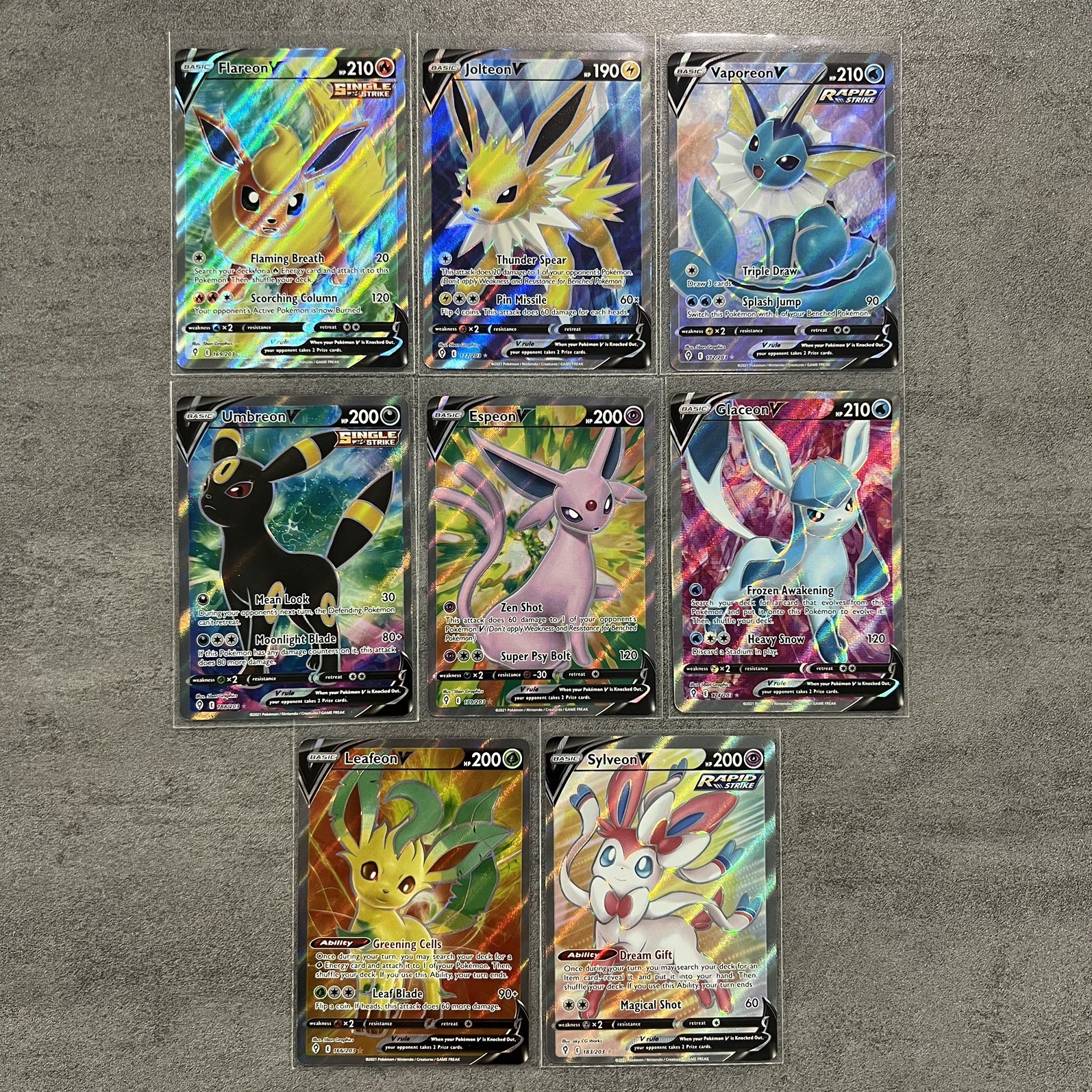 Pokémon Evolving Skies Full Art Eeveelution V 8 Bundle Lot Holo Rare TCG NM